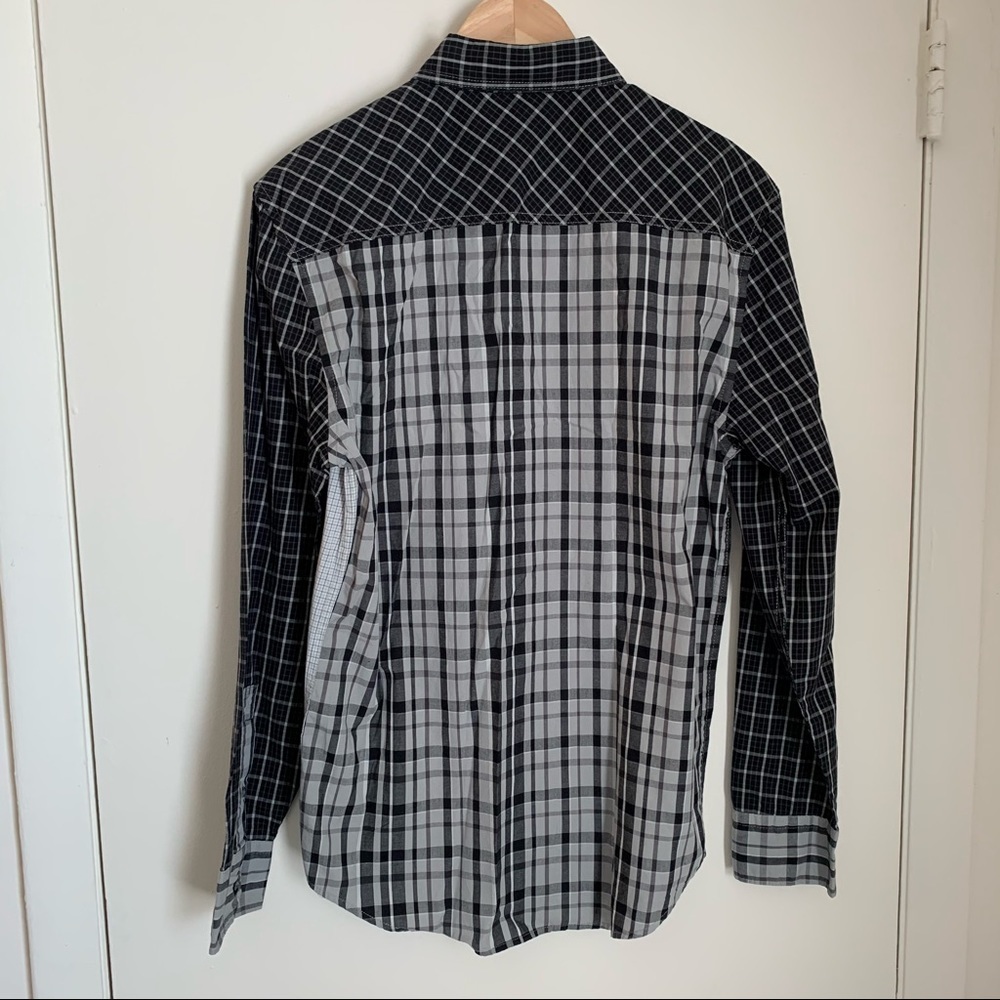 Nwot Odin New York Mixed Pattern Button-Down Shirt - image 2